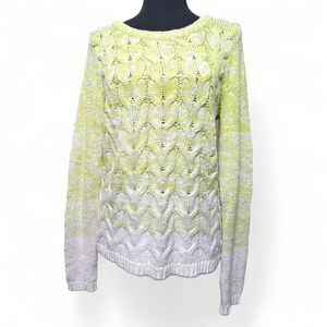 Liz Claiborne Women's Sweater M Pullover Cable Knit Neon Y2K Cottagecore Preppy